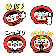 [LINE絵文字] 赤ずきんとくま 絵文字【赤】の画像