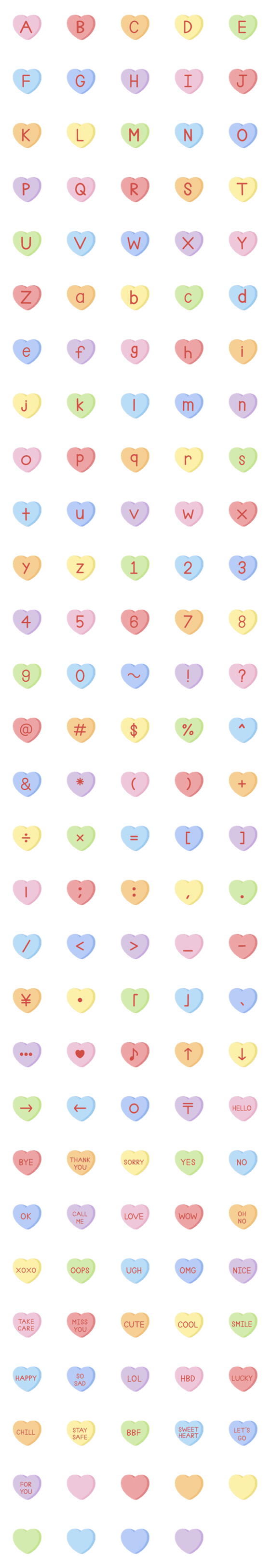 [LINE絵文字]pastel miniheart letter emojiの画像一覧