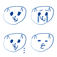 [LINE絵文字] 青い猫は万年筆のブルー01の画像