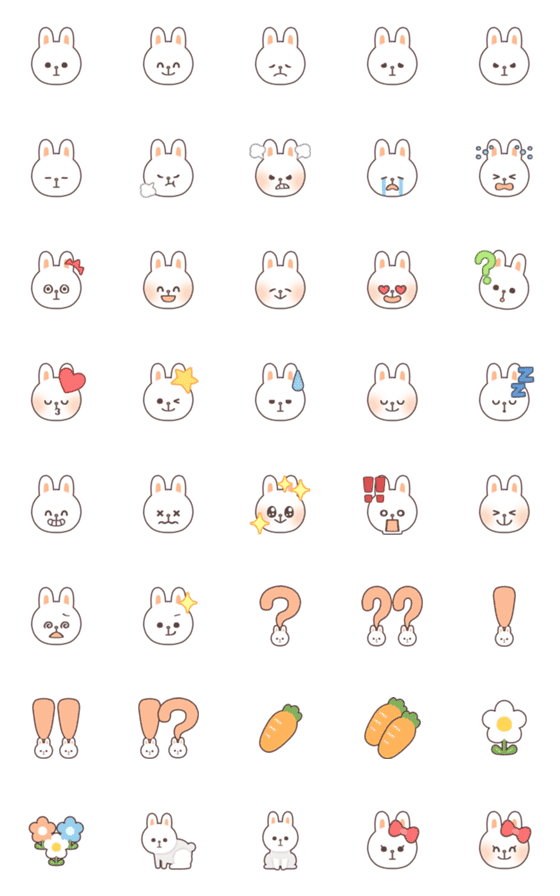 [LINE絵文字]シンプル☆うさぎさん絵文字の画像一覧