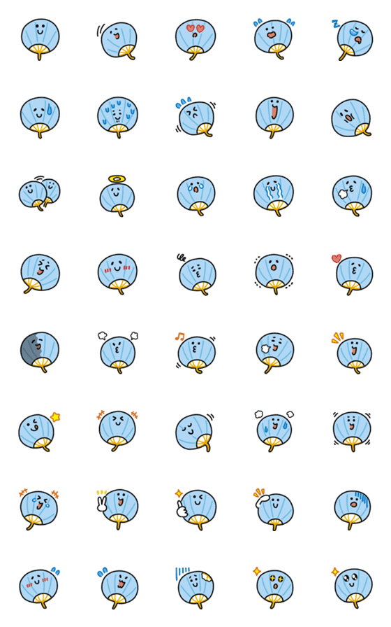 [LINE絵文字]パタパタうちわ絵文字の画像一覧
