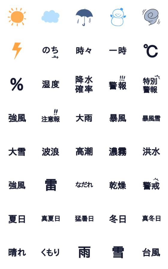 Line絵文字 お天気絵文字 40種類 1円 Line絵文字 お天気絵文字 40種類 1円