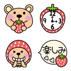 [LINE絵文字] くまちゃんといちごのスケジュール絵文字の画像