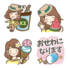 夏の爽やか大人女子♪ ボブベア  絵文字の絵文字メイン画像