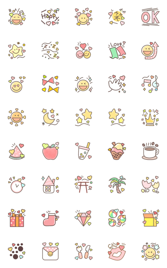 [LINE絵文字]大人可愛い パステル メルヘン カラフルの画像一覧