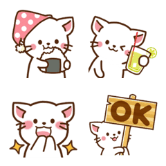 [LINE絵文字] しろねこ♡ほんわか毎日使える絵文字の画像