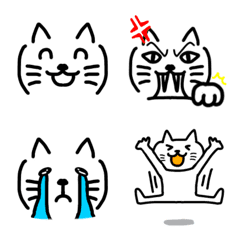 [LINE絵文字] シンプルなネコの顔文字の画像
