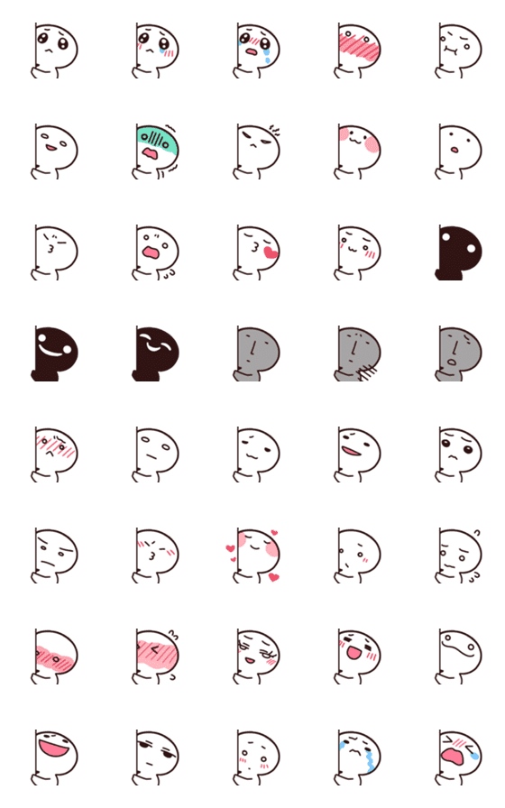 [LINE絵文字]WhiteWhiteMan Emoji4の画像一覧