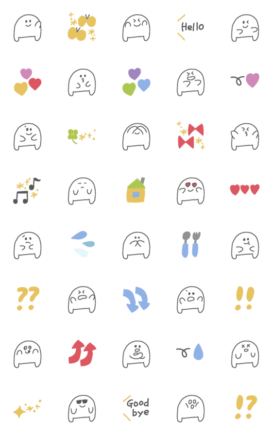 [LINE絵文字]しろいなにか、、基本セット♪の画像一覧
