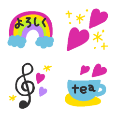[LINE絵文字] ビビッドカラーで元気が出る♪毎日絵文字の画像