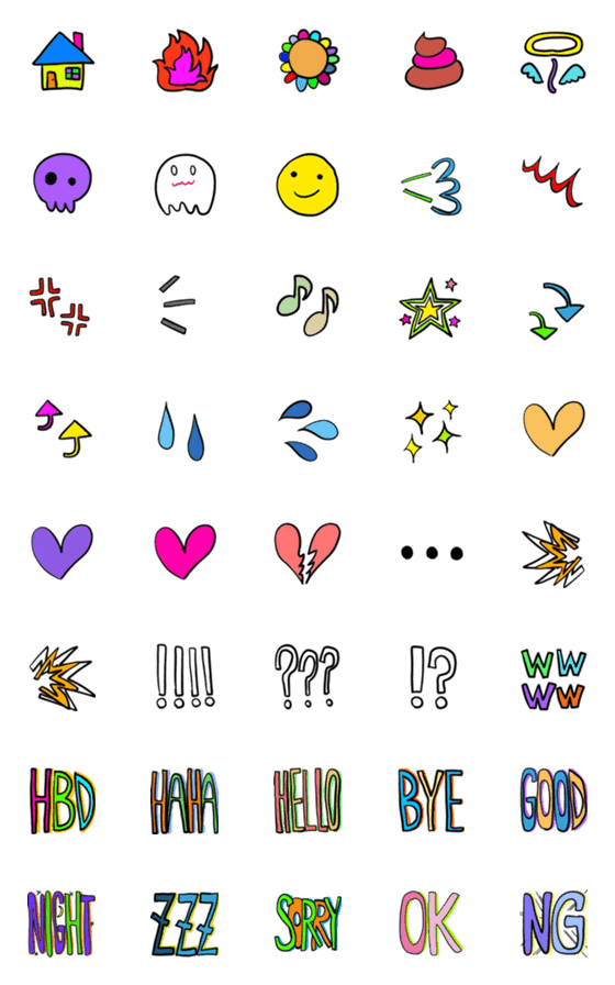 [LINE絵文字]ビビッドカラー×シンプル絵文字の画像一覧