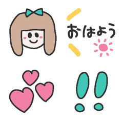 [LINE絵文字] エメラルドリボンの女の子♪の画像