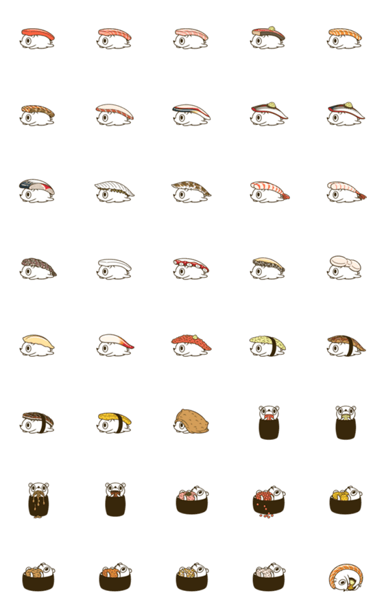 [LINE絵文字]寿司のシャリネズミ（絵文字）の画像一覧