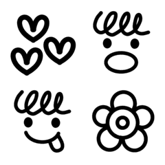 [LINE絵文字] モノクロ×シンプル 顔文字♪絵文字の画像