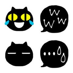 [LINE絵文字] モノクロふきだし⑫黒猫つき。の画像