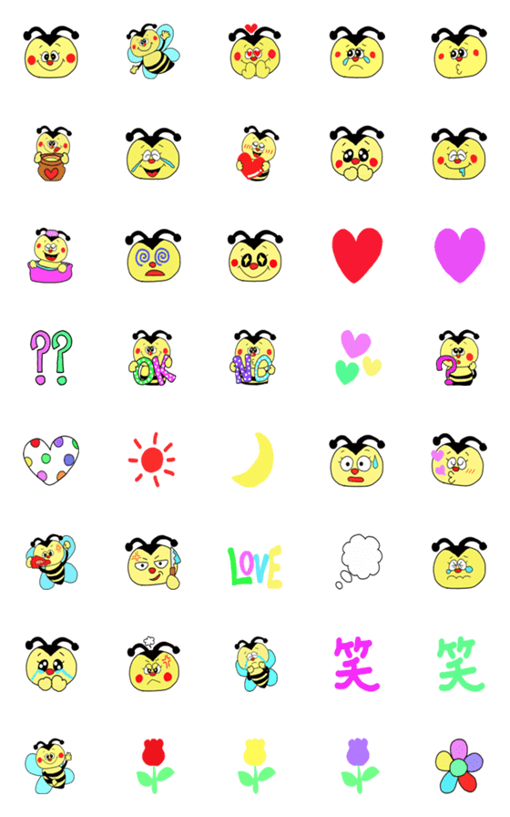 [LINE絵文字]❤️ポップ❤️カラフル❤️ハチの絵文字❤️の画像一覧