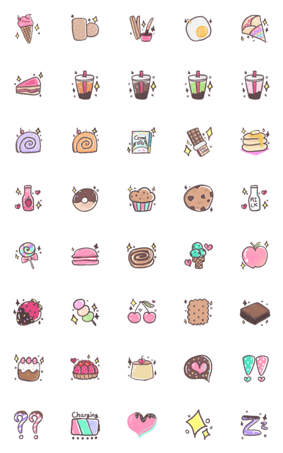 [LINE絵文字]Sweet Bakery  Dessert Emojiの画像一覧