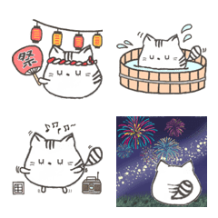 [LINE絵文字] こねこの夏休み 毎年使える季節の絵文字の画像