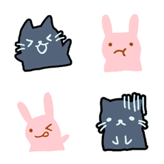 [LINE絵文字] ゆるくろねこ＊ゆるうさぎの画像