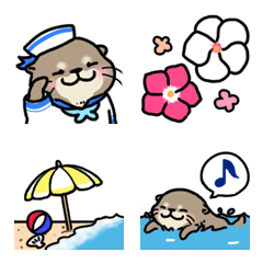 [LINE絵文字] 使いやすいカワウソさん夏絵文字の画像