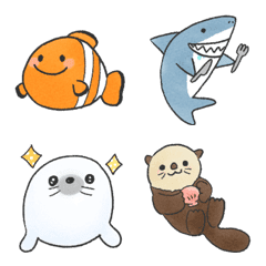 カクレクマノミと海の生き物たちの絵文字メイン画像