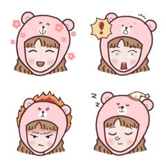 [LINE絵文字] みこちゃんはクマの帽子をかぶっています。の画像