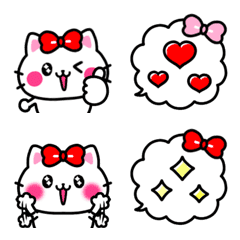 [LINE絵文字] ラブリーねこちゃん❤️赤リボン❤️の画像