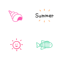 [LINE絵文字] 夏のシンプル手書き絵文字の画像