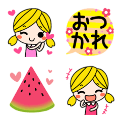 [LINE絵文字] カラフル♥️ツインテールガール夏絵文字の画像