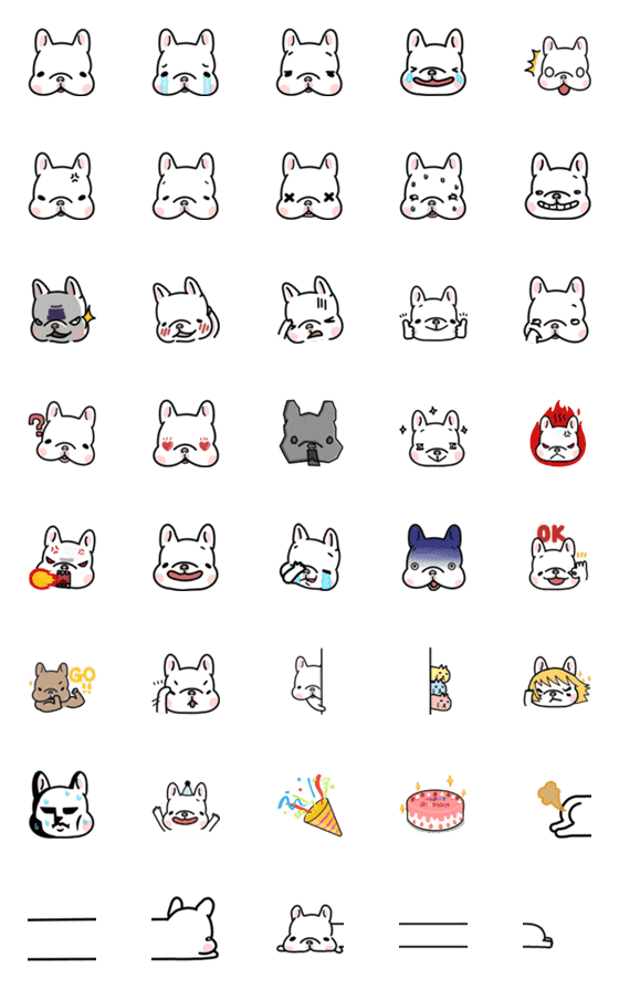 [LINE絵文字]French Bulldog-White Bubble8の画像一覧