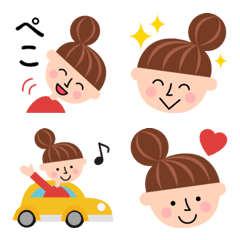 [LINE絵文字] お団子ヘアの女の子の画像