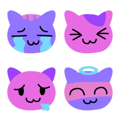 [LINE絵文字] かわいい紫猫の顔の画像