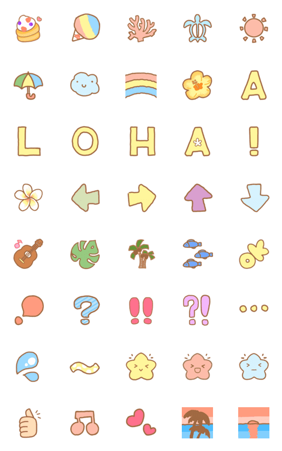 [LINE絵文字]Hawaiian絵文字♪の画像一覧