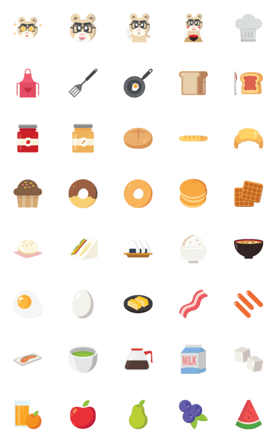 [LINE絵文字]和食と洋食の朝ごはんの絵文字の画像一覧