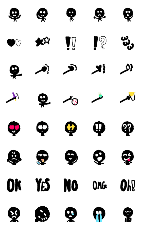 [LINE絵文字]毎日使えて気持ちが伝わる棒人間の絵文字の画像一覧