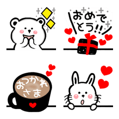 [LINE絵文字] 甘すぎないくまさん☆と誰でもうさぎの画像