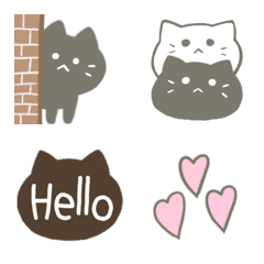 [LINE絵文字] くろねこさんとしろねこさんの絵文字♡の画像