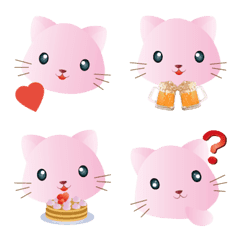 [LINE絵文字] Cute emoticons of pink catsの画像
