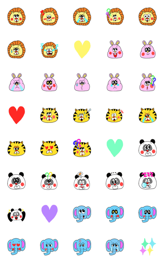 [LINE絵文字]❤️❤️❤️レトロな動物仲間たち❤️❤️❤️の画像一覧