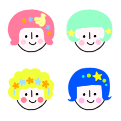 [LINE絵文字] カラフルショートヘアガールの画像