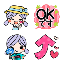 [LINE絵文字] ツインテールガール♥️夏ポップ元気絵文字の画像