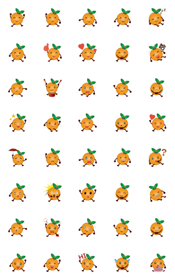 [LINE絵文字]Cute orange emojiの画像一覧