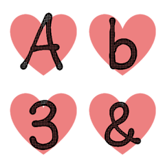 [LINE絵文字] ハート＆ドットブラックー英数字セットの画像