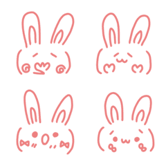 [LINE絵文字] シンプル可愛いうさぎの顔文字ーピンク5の画像