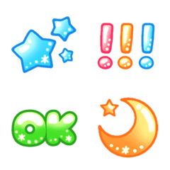 [LINE絵文字] キラキラぷっくり☆夏のカラフル絵文字の画像