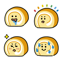 [LINE絵文字] ふわふわロールケーキ絵文字の画像