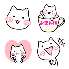 [LINE絵文字] 白猫の「なこ」の絵文字です。の画像