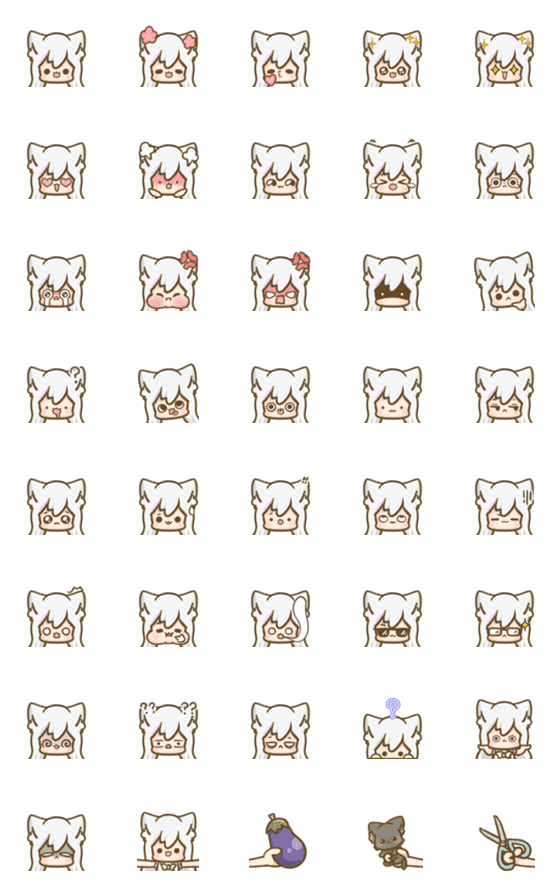 [LINE絵文字]White fox daily emojiの画像一覧