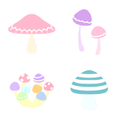 [LINE絵文字] カラフル＆かわいいキノコの絵文字の画像