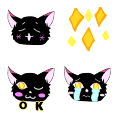 [LINE絵文字] 猫似の黒狐。みこく。シンプルな顔文字。の画像